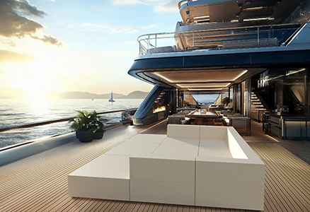 Bruns Yachtausstattung Loungemöbel Modularmöbel-Stil Cinema Anwendungsbeispiel auf Yacht