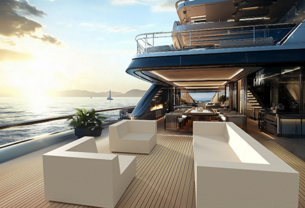 Bruns Yachtausstattung Loungemöbel Modularmöbel-Stil Lounge Anwendungsbeispiel auf Yacht