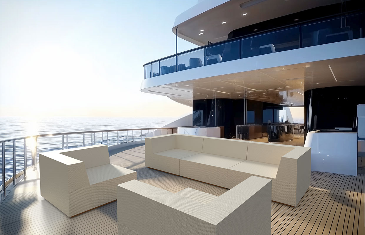 Bruns Yachtausstattung Anwendungsbeispiel Tapchan auf Yachtdeck