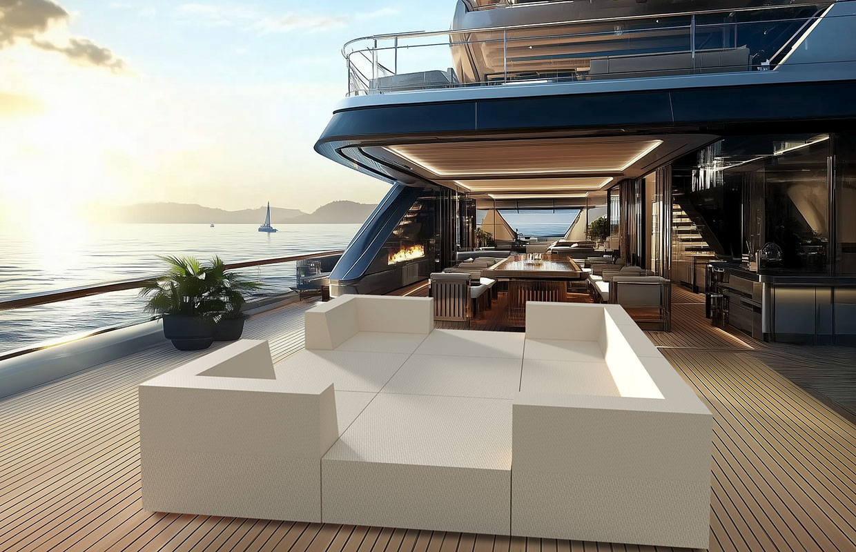 Bruns Yachtausstattung Anwendungsbeispiel Tapchan auf Yachtdeck